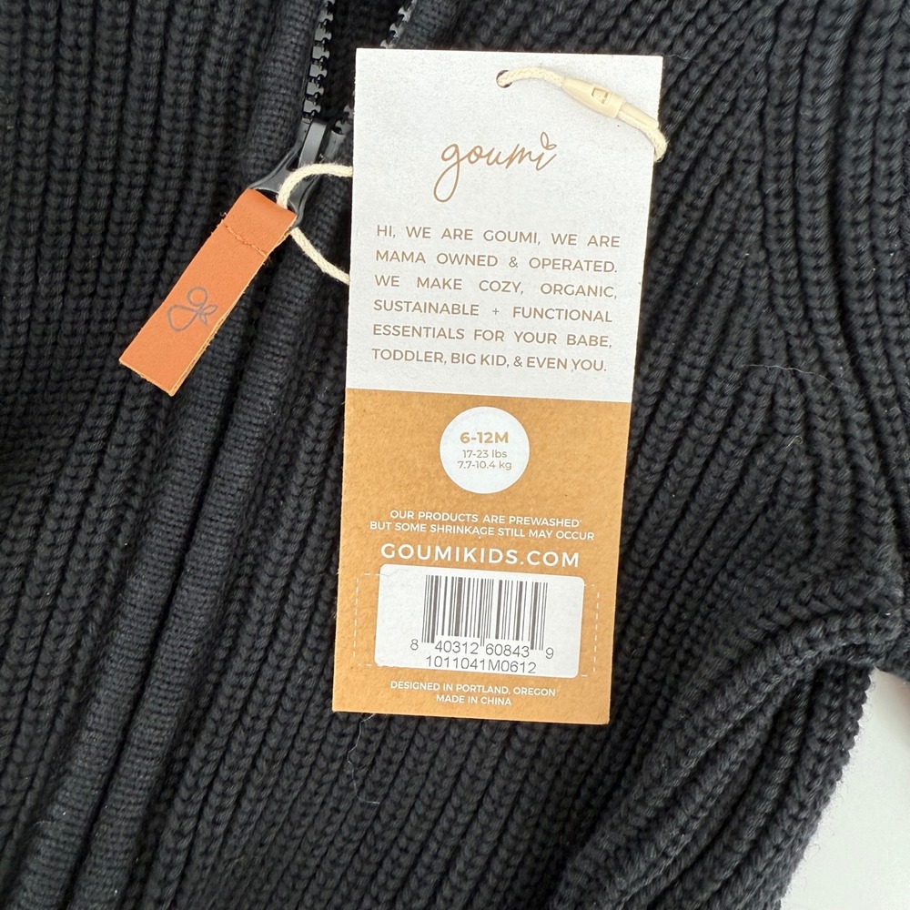 Goumi Kids Black Knit Full Zip Hooded Sweater 6-12 Months - Picture 5 of 8